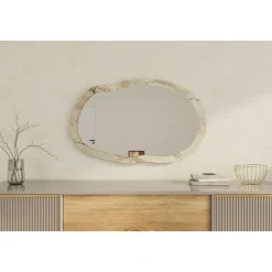 Lossa väggspegel - Vit marmor