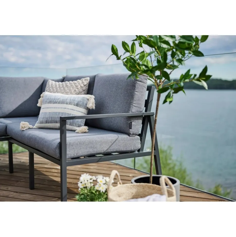 Loungegrupp i aluminium med grå dynor - Melo