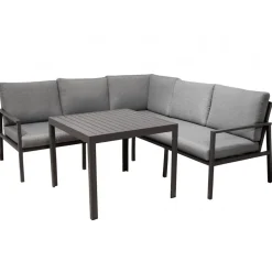 Loungegrupp i aluminium med grå dynor - Melo + Fläckborttagare för möbler