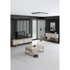 Lux avlastningsbord 120 x 30 cm - Travertin/guld