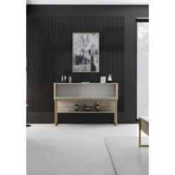 Lux avlastningsbord 120 x 30 cm - Travertin/guld