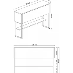 Lux avlastningsbord 120 x 30 cm - Valnöt/svart