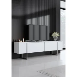 Lux TV-bänk - Vit/silver