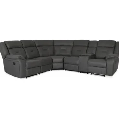 Manhattan hörnsoffa - recliner och drickahållare - Grå PU + Fläckborttagare för möbler