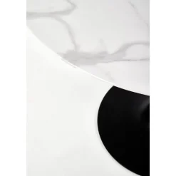 Marco matbord Ø90 cm - Vit marmor/svart