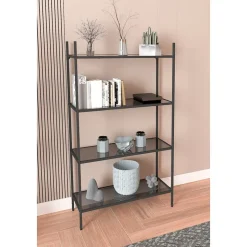 Marta bokhylla - Svart/rökglas