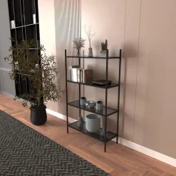 Marta bokhylla - Svart/rökglas