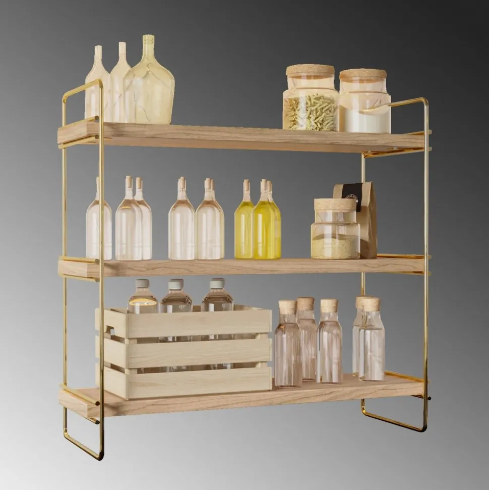 Masa vägghylla - Guld/brun