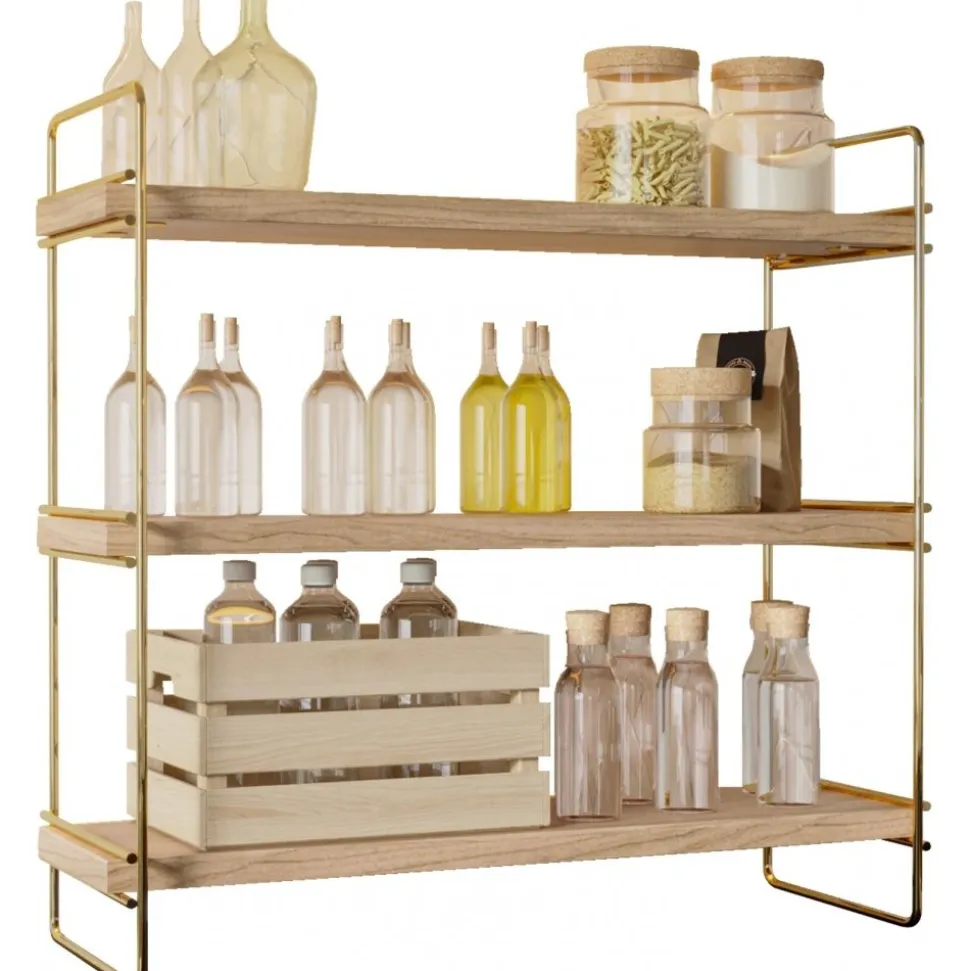 Masa vägghylla - Guld/brun