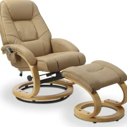 Massagefåtölj med fotpall beige PU - Lanzer + Textilrengöring för möbler