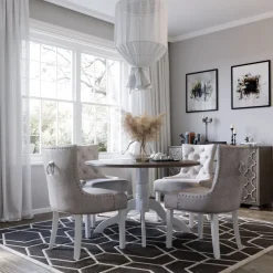 Matbord Ø120 cm - Vit/Brunbets - Victoria + Textilrengöring för möbler