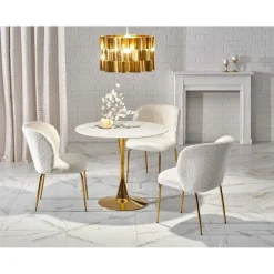 Matbord 90 cm diameter marmorerat glas/guld + Textilrengöring för möbler