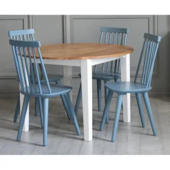 Matbord Ø110 cm ek vit + 4.00 x Stolsdyna