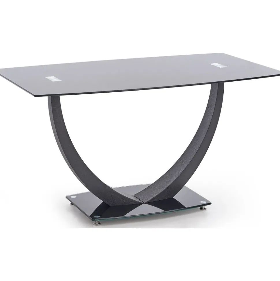 Matbord 140 x 80 cm svart glas + Fläckborttagare för möbler