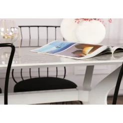 Matbord beige sten faner 180 x 80 cm