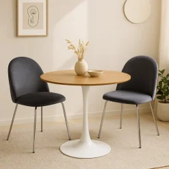 Matbord ek/vit Ø80 cm - Sumner + Möbeltassar