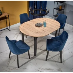 Matbord förlängningsbart 102-142 cm ek/svart