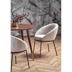 Matbord i valnöt 110 cm diameter guldiga detaljer