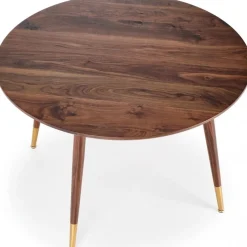 Matbord i valnöt 110 cm diameter guldiga detaljer