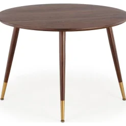 Matbord i valnöt 110 cm diameter guldiga detaljer