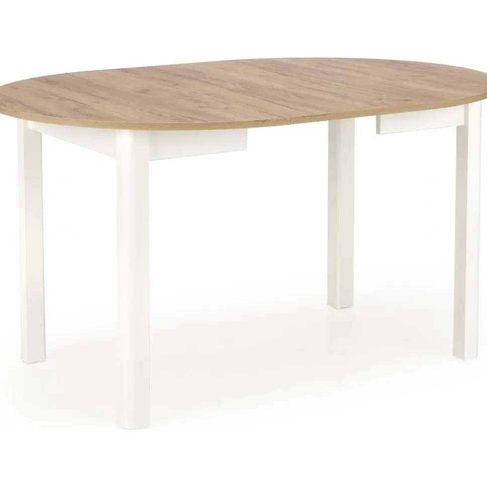 Matbord runt förlängningsbart ek/vit 102-142 cm - Berivan
