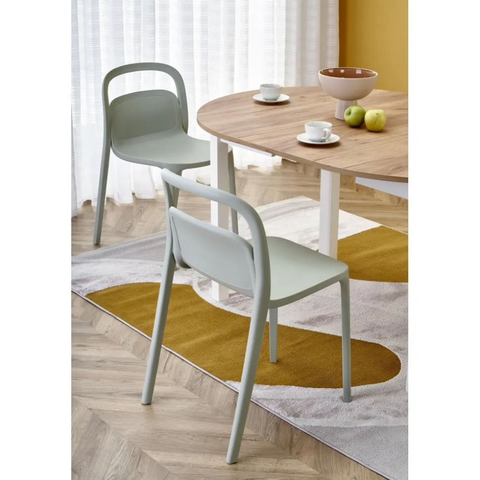 Matbord runt förlängningsbart ek/vit 102-142 cm - Berivan