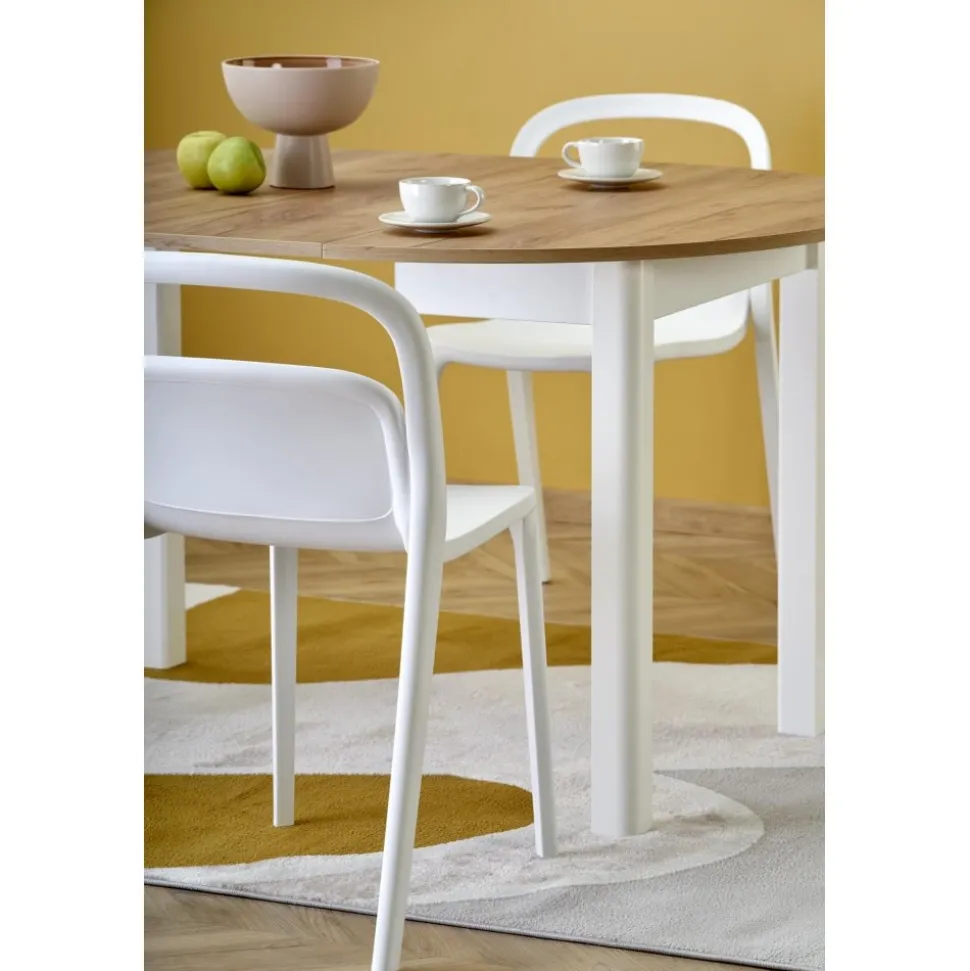 Matbord runt förlängningsbart ek/vit 102-142 cm - Berivan