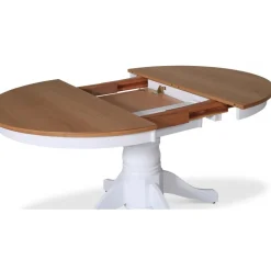 Matbord runt förlängningsbart Ø106-141 cm - Vit / Oljad Ek