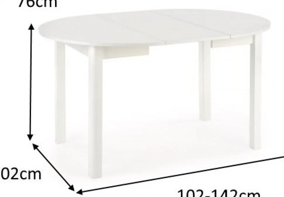 Matbord svart förlängningsbart 102-142 cm