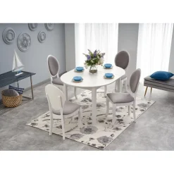 Matbord vitt förlängningsbart 102-142 cm + Möbeltassar