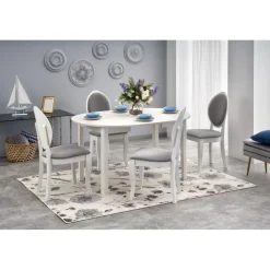 Matbord vitt förlängningsbart 102-142 cm + Möbeltassar