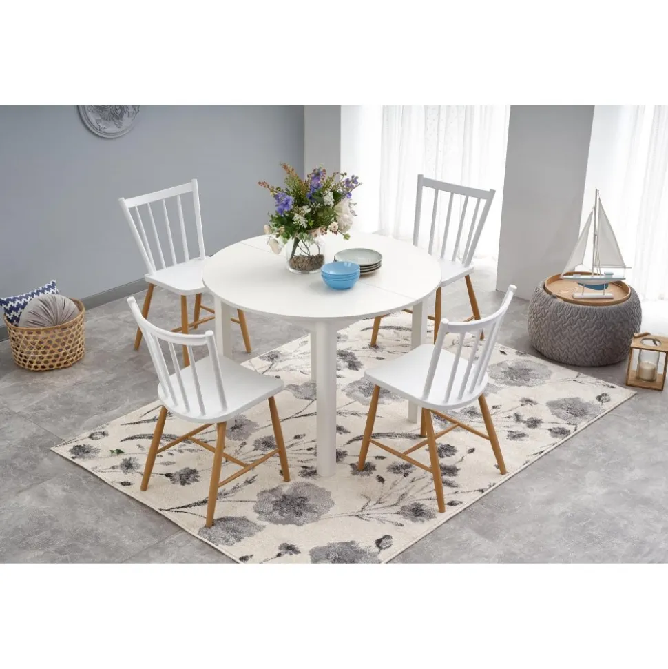 Matbord vitt förlängningsbart 102-142 cm + Textilrengöring för möbler