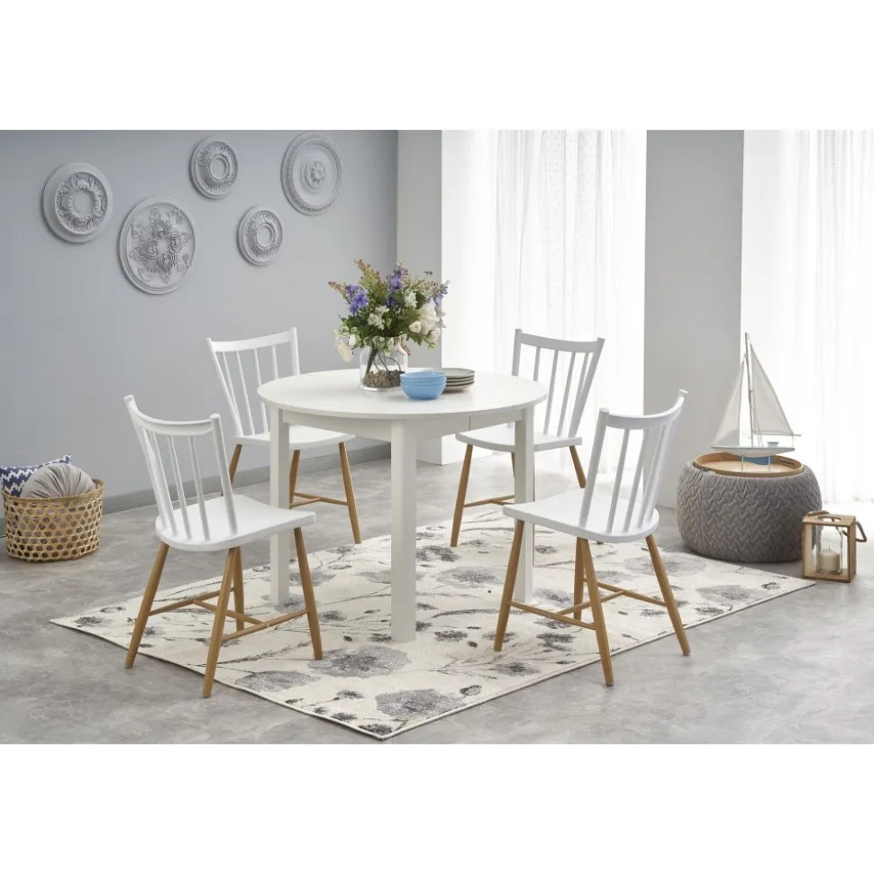 Matbord vitt förlängningsbart 102-142 cm + Textilrengöring för möbler