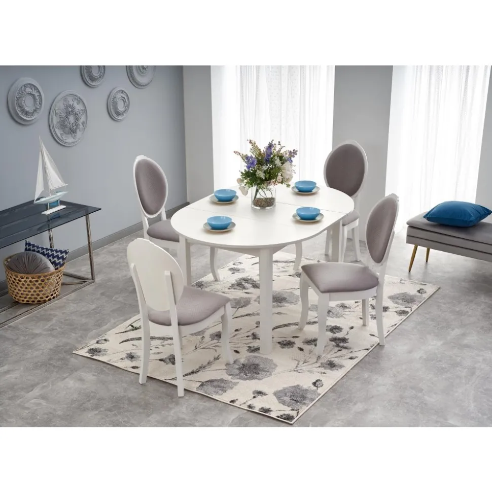 Matbord vitt förlängningsbart 102-142 cm + Textilrengöring för möbler