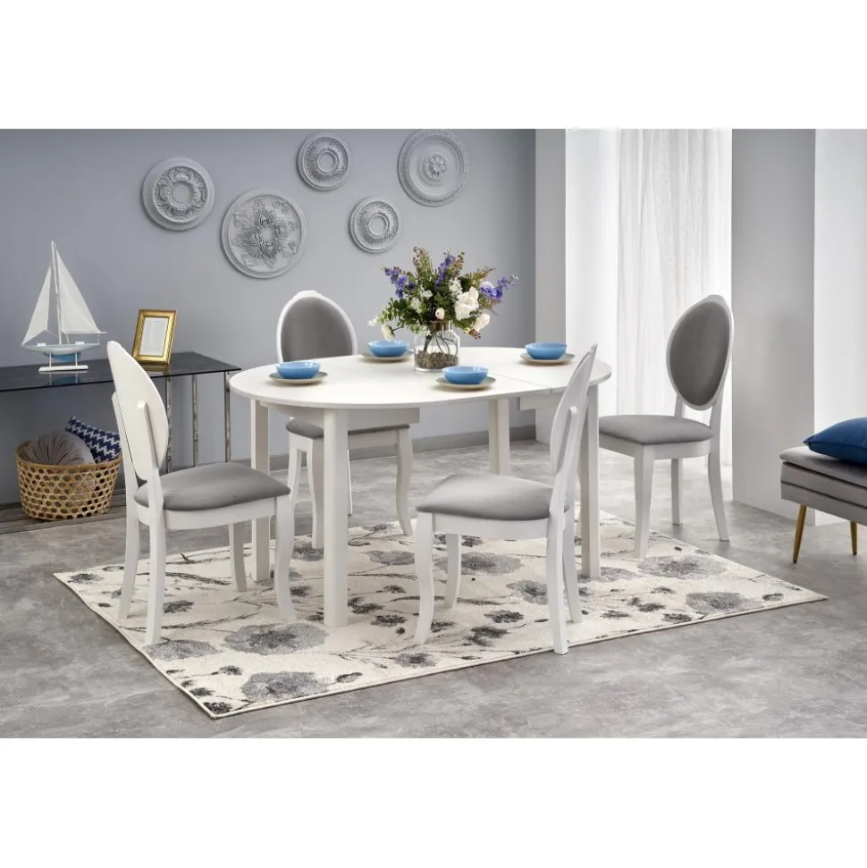 Matbord vitt förlängningsbart 102-142 cm + Textilrengöring för möbler