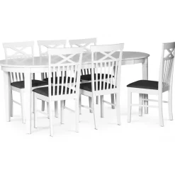 Matbord vitt 200x95 cm - Sandhamn + Möbeltassar