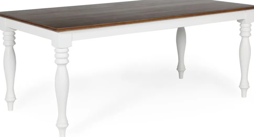 Matbord 180x93 cm - Vit/Brunbets - Victoria + Möbeltassar