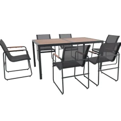 Matgrupp; 6 stolar med bord - Lagun + Rengöringsmedel för utemöbler