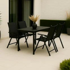 Matgrupp 4 stolar och matbord 150 x 90 cm svart/grå - Las Vegas