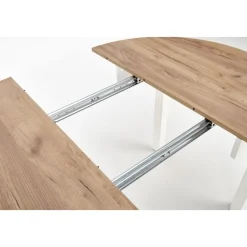 Matgrupp Berivan Ø102142 cm ek/vit med 4 st Industry stolar i borstat stål