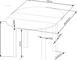 Matgrupp Berivan Ø102142 cm ek/vit med 4 st Industry stolar i borstat stål