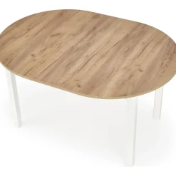 Matgrupp Berivan Ø102142 cm ek/vit med 4 st Industry stolar i borstat stål