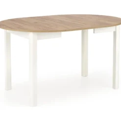 Matgrupp Berivan Ø102142 cm ek/vit med 4 st Industry stolar i borstat stål