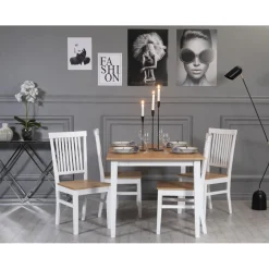 Matgrupp: Bord 140x90 cm inklusive 4 stolar - Ek/vit - Fårö + 4.00 x Stolsdyna