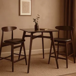Matgrupp Florence Barbord 90x90 med 2 barstolar - Valnöt/svart