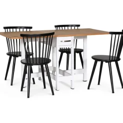 Matgrupp; Klaffbord med 4 st Castor svarta pinnstolar - Fårö + 4.00 x Stolsdyna