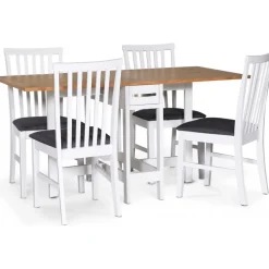 Matgrupp; Klaffbord Vit / Ek med 4 st Alice stolar - Fårö + 4.00 x Stolsdyna