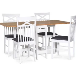 Matgrupp klaffbord Vit / Ek med fyra stolar - Fårö + 4.00 x Stolsdyna