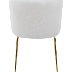 Matgrupp Lanzo Ø120 cm marmor beige med 4 st stolar i bouclé och mässingsben