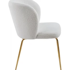 Matgrupp Lanzo Ø120 cm marmor beige med 4 st stolar i bouclé och mässingsben